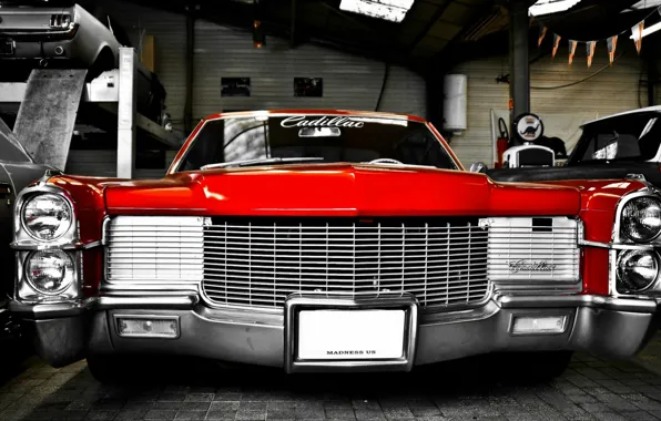 Cadillac, Red, City, Classical, Retro Car