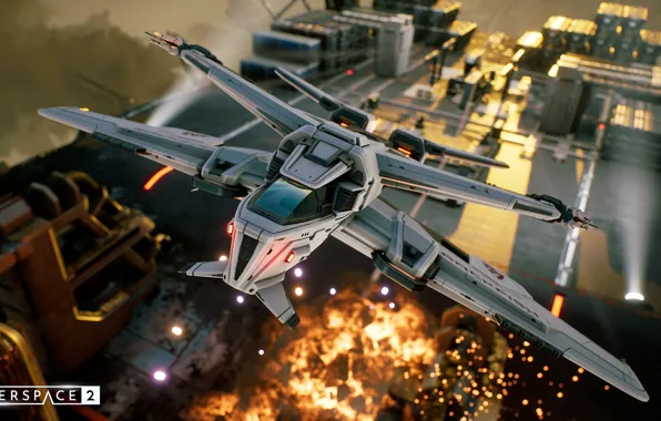 The explosion, sparks, spaceship, starship, spaceship, Everspace 2