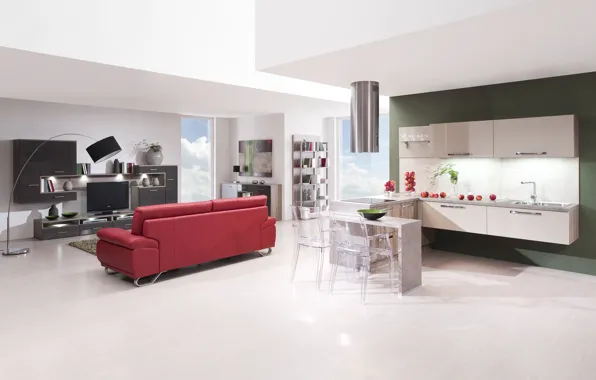 Design, space, style, interior, kitchen, living room
