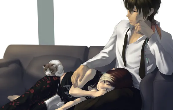 Picture girl, romance, anime, art, guy, Katekyo Hitman REBORN!, Senses