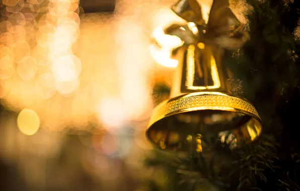 Picture toy, new year, bell, bokeh