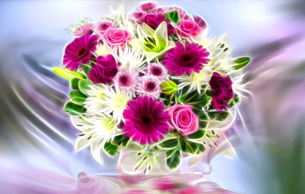 Graphics, flowers, vase, bouquet