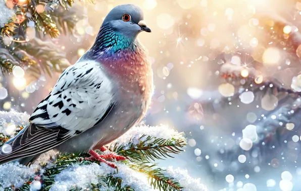 Dove, Snow, New year