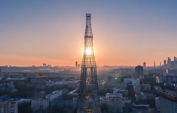 Picture the sun, the city, tower, Sergey Poletaev, Sergei Poletaev
