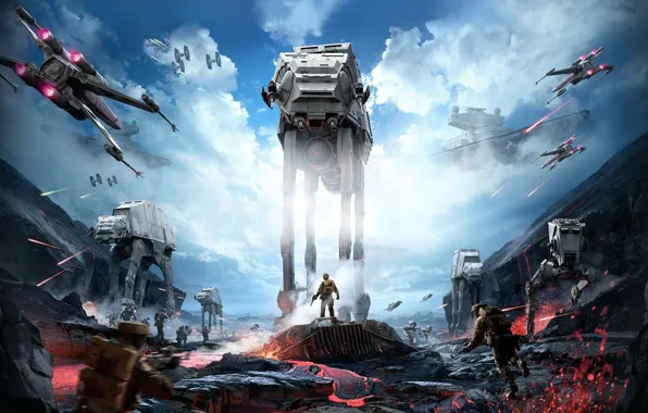 Picture star wars, star wars, battle, the battle, Star Destroyer, the rebels, x-wing, stormtroopers