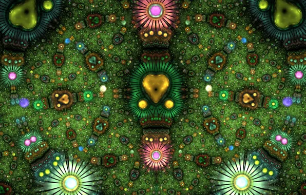 Circles, abstraction, pattern, heart, graphics, heart, hearts, fractal