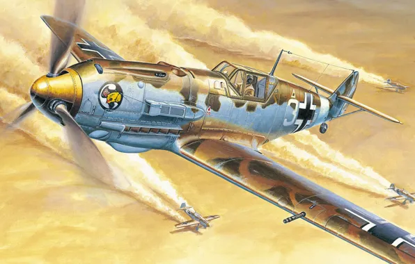 Germany, fighter, Luftwaffe, Messerschmitt Bf 109E-4, DAK, Afrika Korps, Birdy Chang