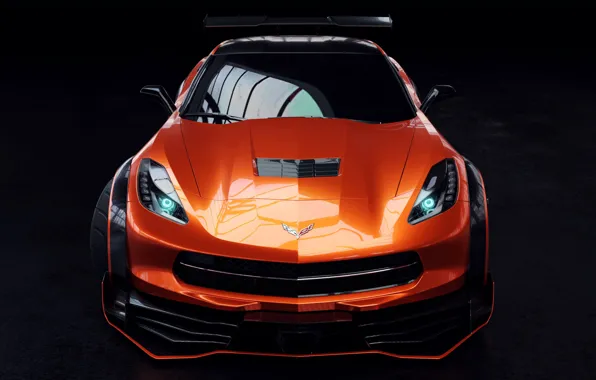 Auto, Corvette, Machine, Orange, Car, Rendering, Stingray, Corvette Stingray