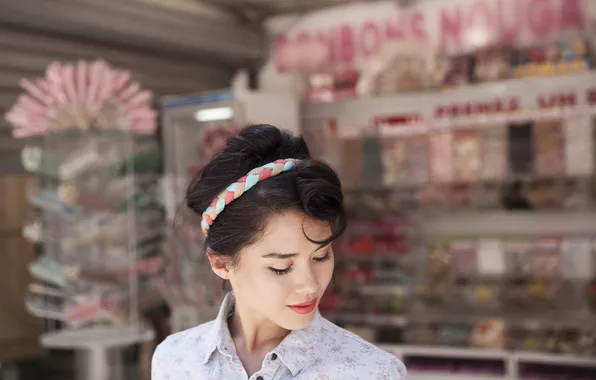 Girl, brunette, hairstyle