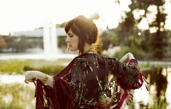 Girl, profile, bracelet