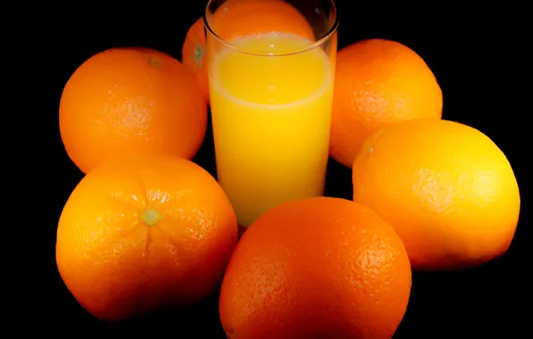 Glass, background, oranges, juice, fruit, citrus