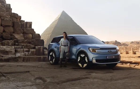 Picture Ford, Girl, Pyramid, Ford Explorer, 2023, Fully electric, All-electric