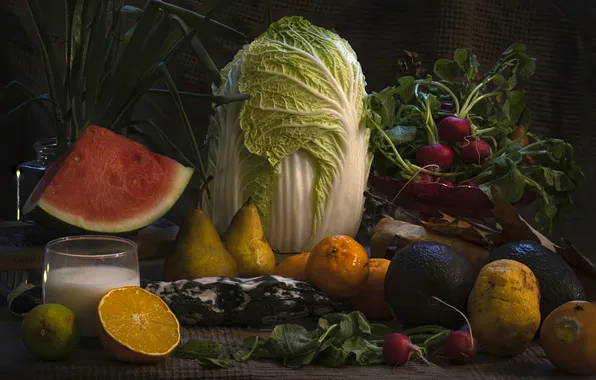 Fruit, still life, vegetables