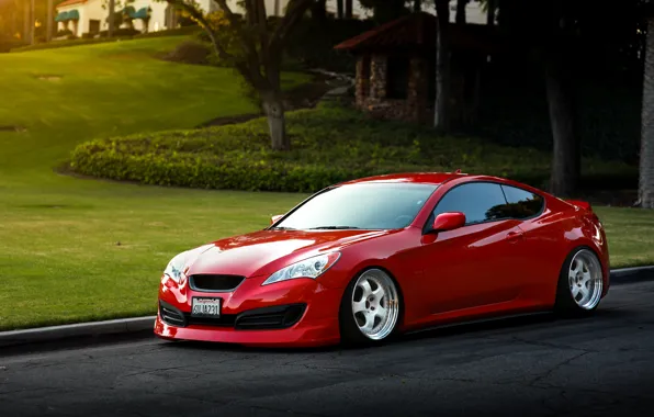 Picture car, auto, red, tuning, hq Wallpapers, Hyundai Genesis