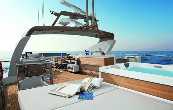 Design, style, table, interior, yacht, Jacuzzi, deck, Suite