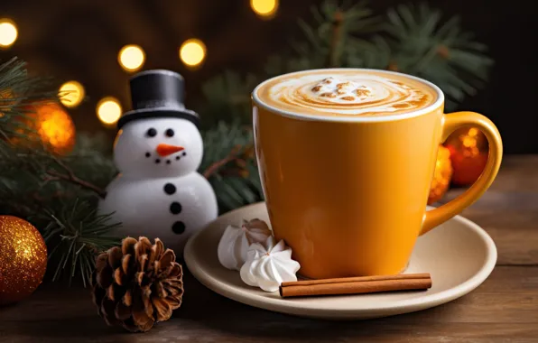 Toy, Christmas, mug, New year, snowman, drink, dessert, souffle