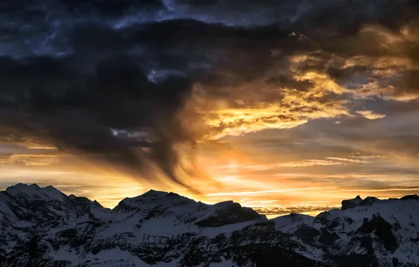 Wallpaper the sky, sunset, mountains, the wind