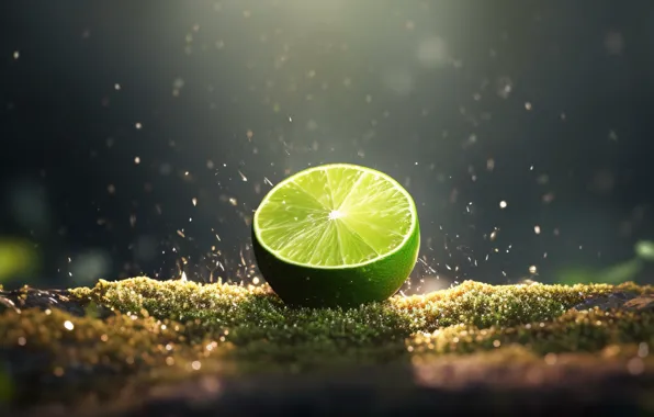 Picture nature, art, bokeh, lime, simple background, depth of field, ultrawide