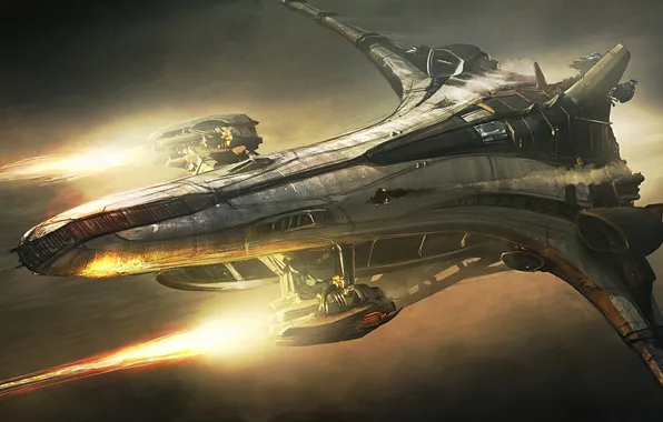 Picture space, flight, ship, Star Citizen, Banu Merchantman