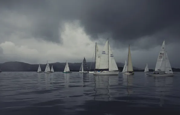 The storm, clouds, Bay, regatta