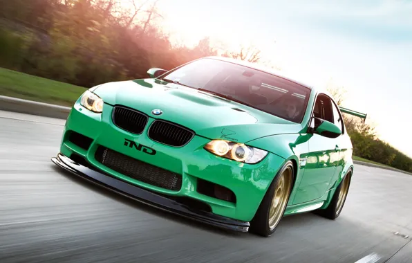 Car, green, green, Wallpaper, lights, tuning, bmw, BMW