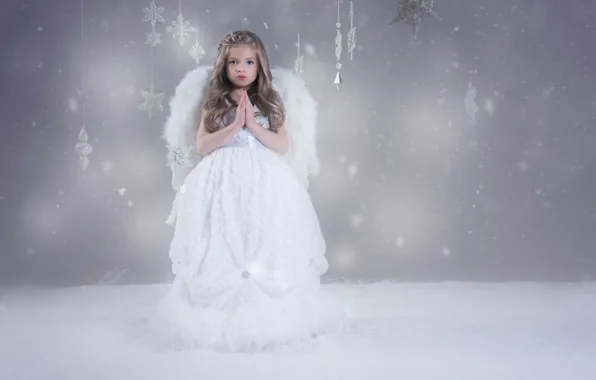 Picture angel, girl, holiday, Snow Angel