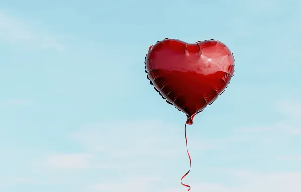 The sky, love, flight, balloon, holiday, red, heart, heart