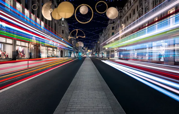 Road, decoration, night, lights, area