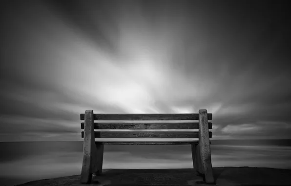 The sky, background, bench