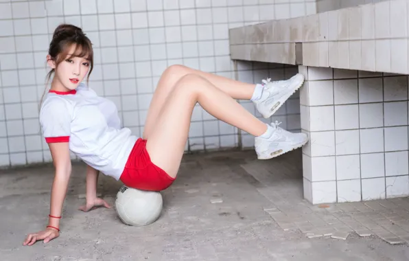 Picture look, face, pose, hair, the ball, legs, Asian