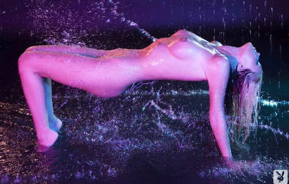 Chest, girl, drops, squirt, pose, model, naked, wet
