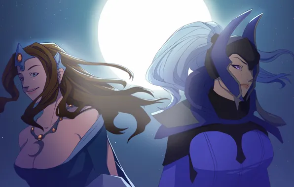 Girl, art, dota 2, Luna, Mirana, moba