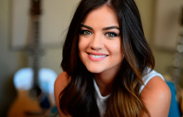 Picture guitar, portrait, Lucy Hale