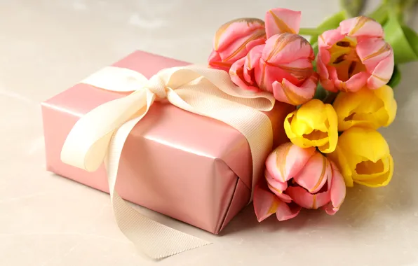 Flowers, gift, tulips, happy, March 8, pink, flowers, tulips