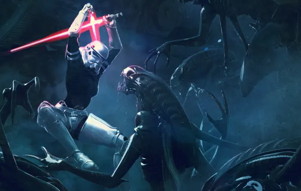 The opposition, sword, Stranger, soldiers, Star Wars, lightsaber