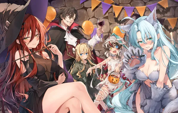 Girls, Halloween, guy, Rose, Snow, Grimm, Hakenshimasu!, Alice Kisaragi