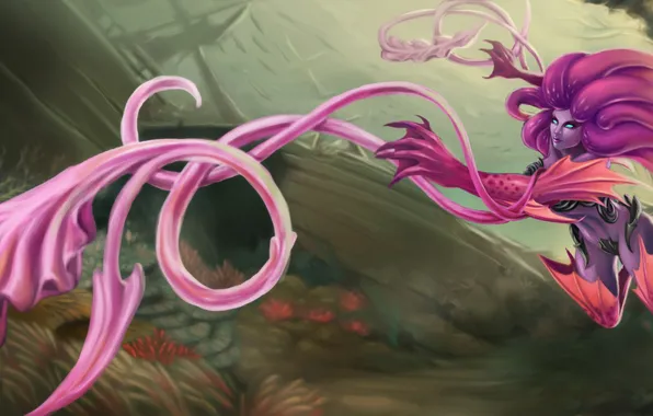 Picture under water, underwater, League of Legends, Rise of the Thorns, Zyra