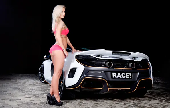 Auto, look, McLaren, tattoo, blonde, bracelet, Erotic, beautiful girl