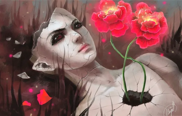 Look, flowers, fragments, elf, doll