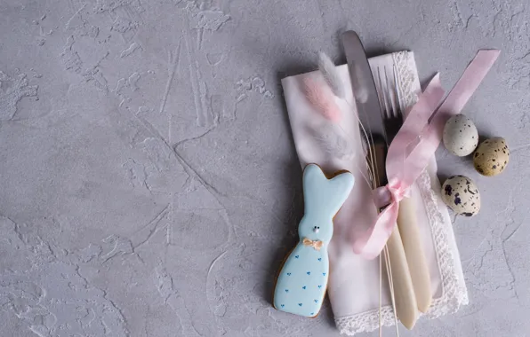 Holiday, eggs, cookies, Easter, Cutlery