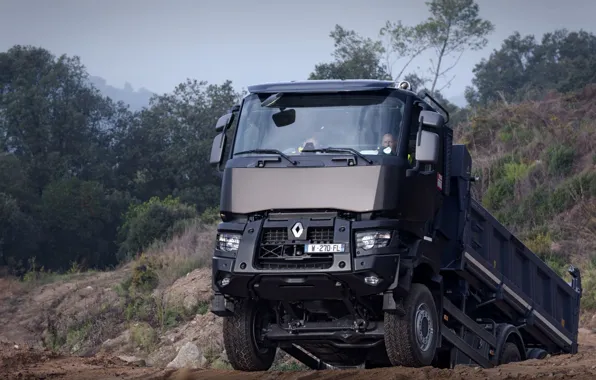 Vegetation, Renault, body, the rise, quarry, dump truck, triaxial, Renault Trucks