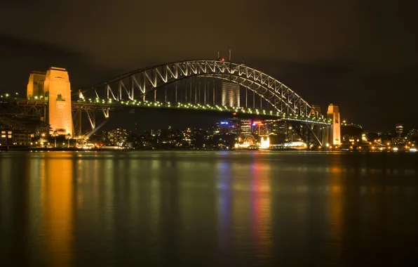 Picture water, light, night, lights, river, city, view, bridges