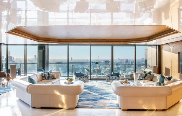 Wallpaper design, style, interior, megapolis, spacious living room, by ...