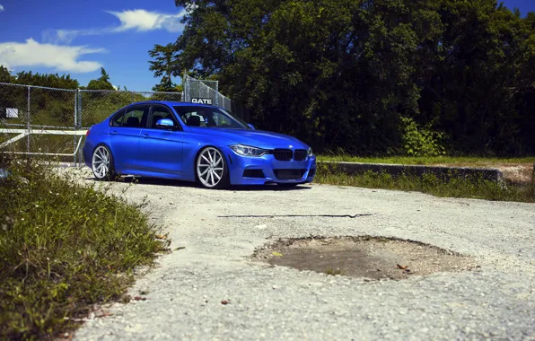 BMW, BMW, wheels, blue, 335i, vossen, The 3 series, f30