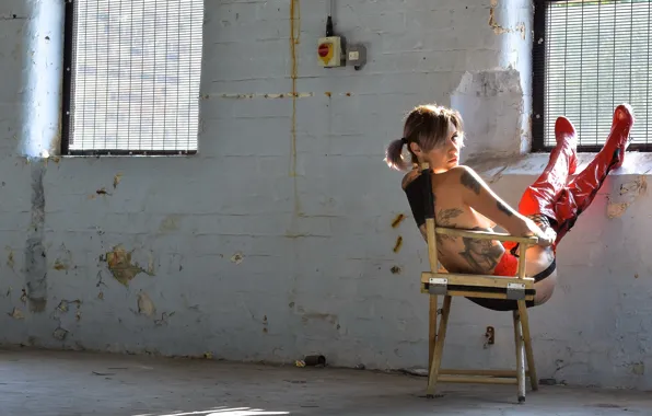 Picture girl, window, chair