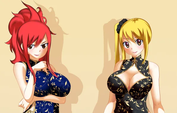 Red, girl, red hair, dress, big, anime, pretty, redhead