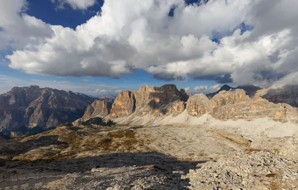 Picture the sky, clouds, mountains, Italy, The Dolomites, Dolomiti
