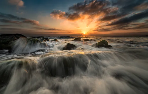 Picture sea, wave, morning, waves, sea, morning