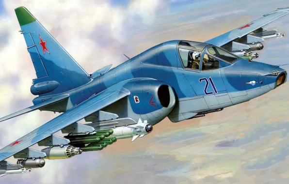 Picture figure, attack, Sukhoi, Zhirnov, The Russian air force, The su-39, Su-25TM