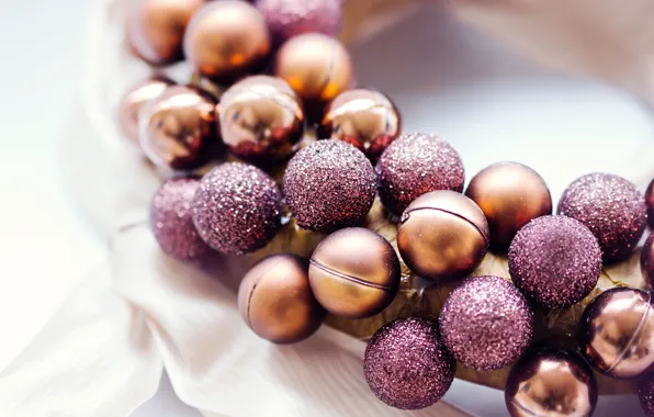 Balls, holiday, toys, New Year, Christmas, decoration, the scenery, wreath